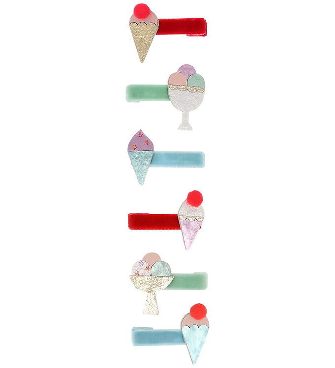 Meri Meri Hårclips - 6-pak - 4 cm - Ice Cream