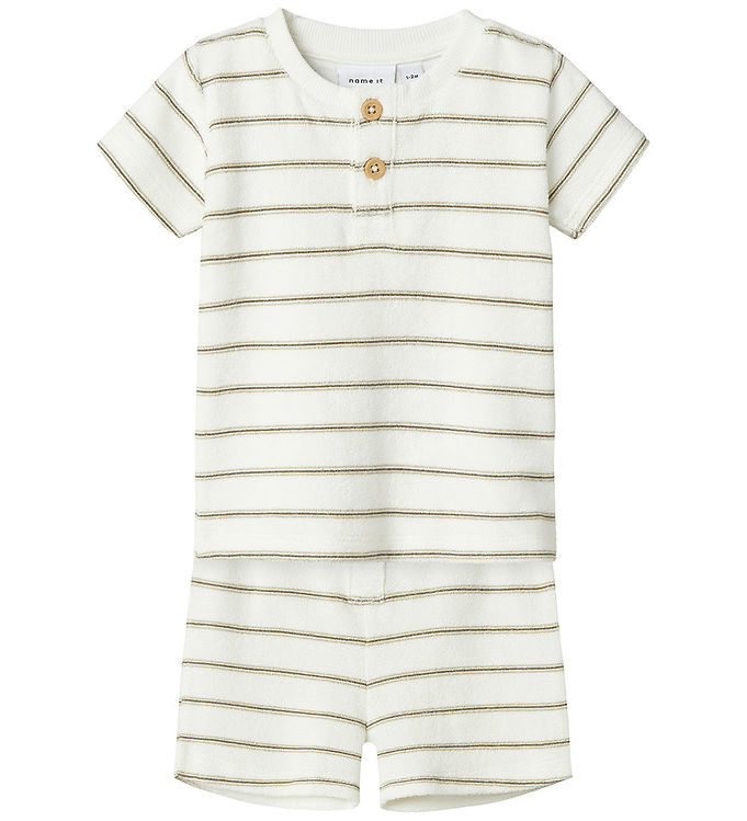 Name It Shortssæt - Shorts/T-shirt - NbnOterry - Cloud Dancer