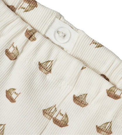 Lil' Atelier Trousers - Rib - NbmLavo - Coconut Milk w. Boats
