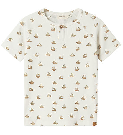 T-Shirt Lil' Atelier - Rib - NmmLavo - Coconut Lait av. Bateaux