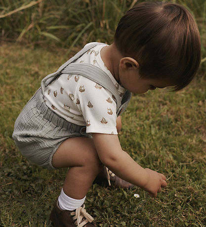 Lil' Atelier Bodysuit s/s - Rib - NbmLavo - Coconut Milk w. Boat