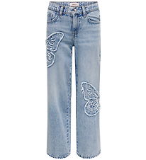 Kids Only Jeans - KogJenna - Wide - Light Blue m. Sommerfugl Kids Only Jeans - KogJenna - Wide - Light Blue m. Sommerfugl
