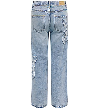 Kids Only Jeans - KogJenna - Wide - Light Blue w. Butterfly