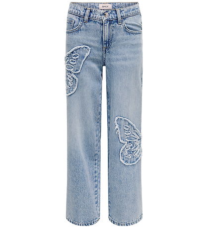 Kids Only Jeans - KogJenna - Wide - Light Blue w. Butterfly