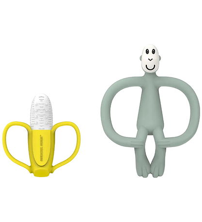 Matchstick Monkey Bideringe - 2-pak - Banana & Monkey - Grøn Matchstick Monkey Bideringe - 2-pak - Banana & Monkey - Grøn