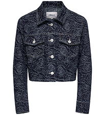Kids Only Denimjakke - KogGianna - Dark Blue Denim/Roses Kids Only Denimjakke - KogGianna - Dark Blue Denim/Roses