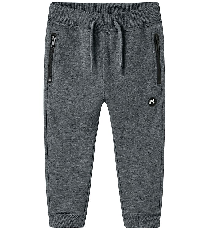 Name It Sweatpants Mørkegrå Melange Med Badge - Str. 2y 92cm
