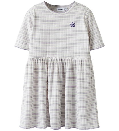 Name It Kjole - Rib - NmfFiona - Bright White/Stripes Name It Kjole - Rib - NmfFiona - Bright White/Stripes
