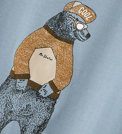 Name It T-shirt - NmmLinden - Dusty Blue m. Bjørn Name It T-shirt - NmmLinden - Dusty Blue m. Bjørn