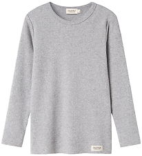 MarMar Bluse - Rib - Plain - Noos - Lysegråmeleret MarMar Bluse - Rib - Plain - Noos - Lysegråmeleret
