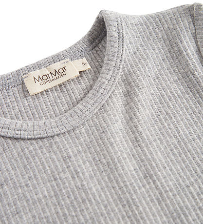 MarMar Bluse - Rib - Plain - Noos - Lysegråmeleret