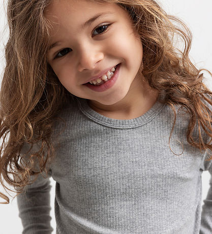 MarMar Bluse - Rib - Plain - Noos - Lysegråmeleret