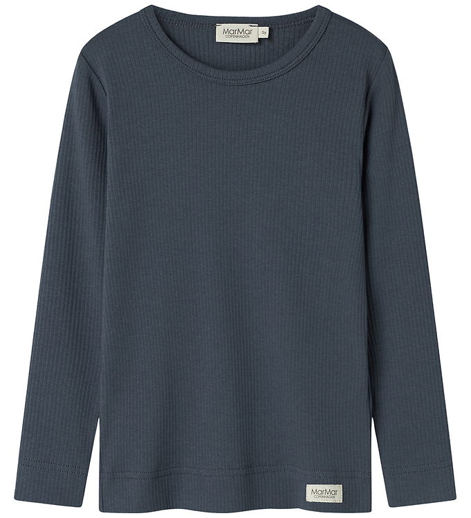 MarMar Bluse - Rib - Plain - Noos - Blå