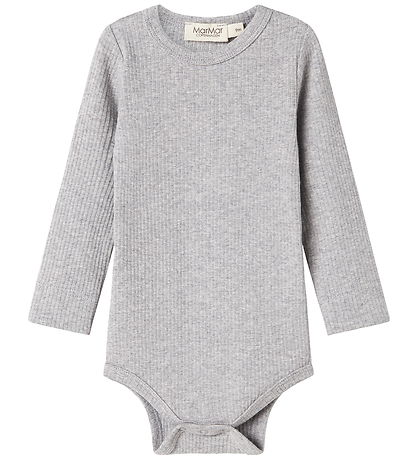MarMar Bodysuit l/s - Rib - Modal - Noos - Light Grey Melange