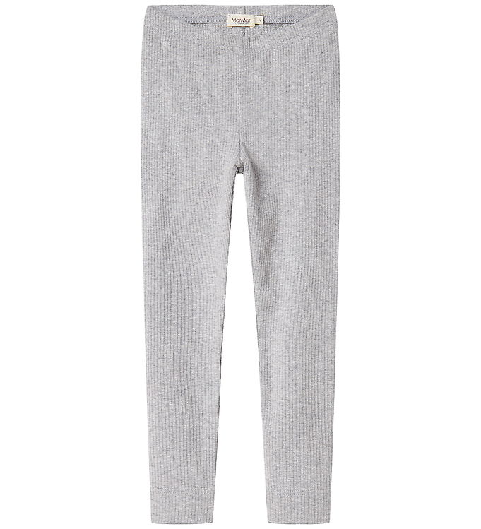 MarMar Leggings - Rib - Modal - Lysegråmeleret billede