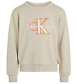 Calvin Klein Sweatshirt - Outlined Mono - Chateau Gray Calvin Klein Sweatshirt - Outlined Mono - Chateau Gray