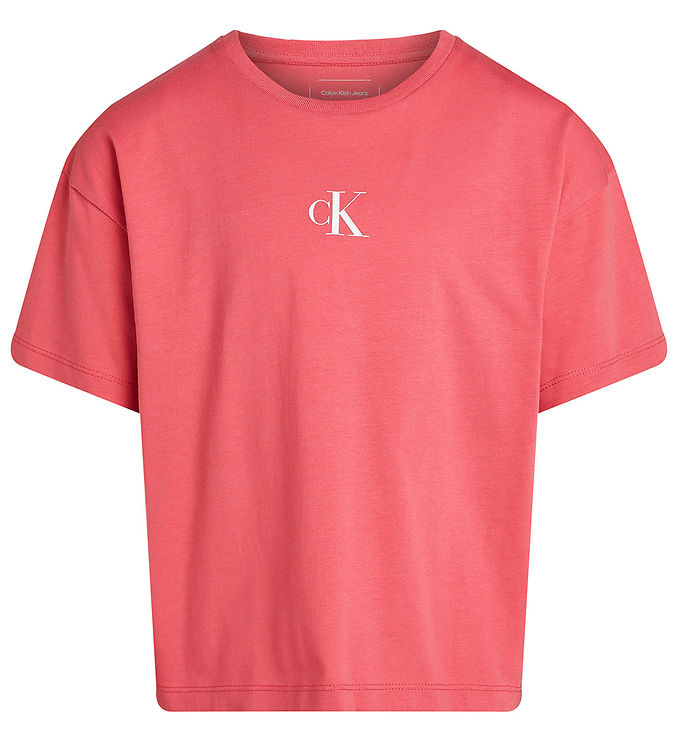 Calvin Klein T-shirt - CK Logo Boxy - Deep Crimson Fruit