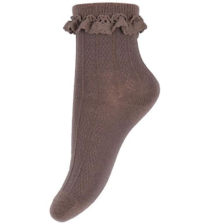 Wheat Socks - Wool - Lace stocking - Nora - Shadow Brown