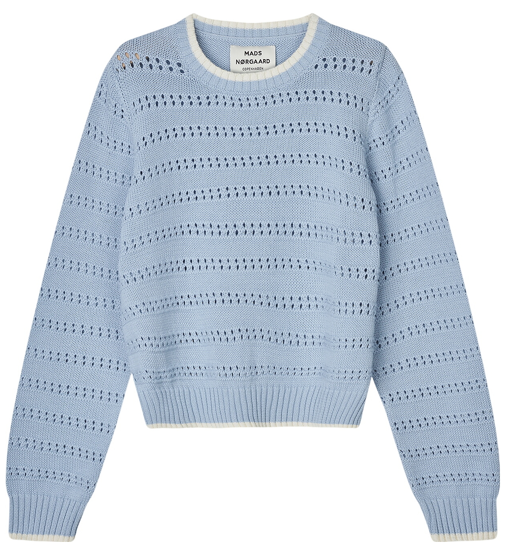 Mads Nørgaard Blouse - Gebreid - Inga - Kasjmier Blue/Vanilla Ic - Mads Nørgaard - 8 jaar (128) - Shirts