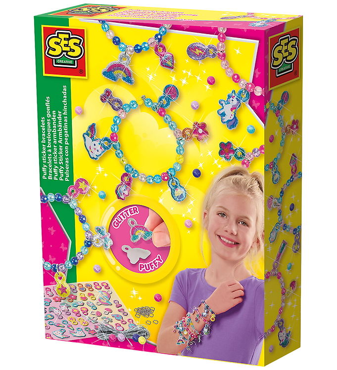 SES Creative Kreasæt - Lav Dine Egne Armbånd - Puffy Stickers