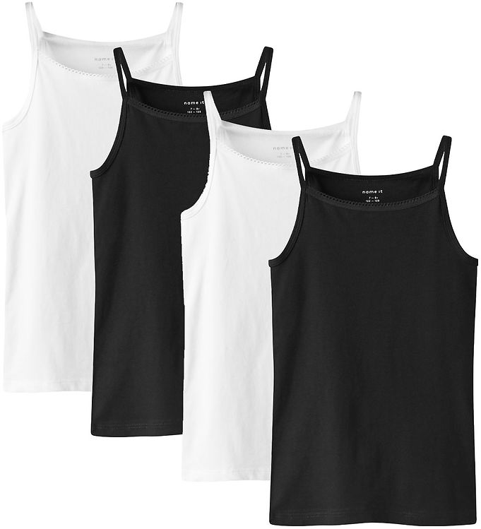 Name It Undertrøje - NOOS - NkfStrap - 4-pak - Sort/w/ 2 x Brigh