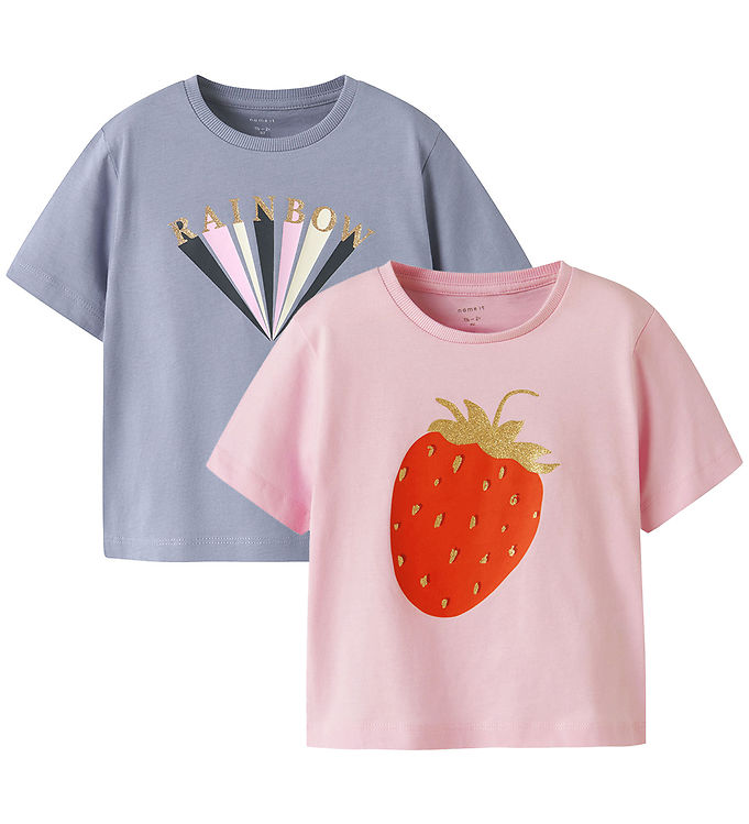 Name It T-shirt - NmfKatinka - 2-pak - Pirouette/W. Purple Impre