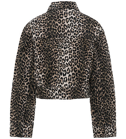 Kids Only Denim Jacket - KogSandra - Lumi Printed - Black/Leo