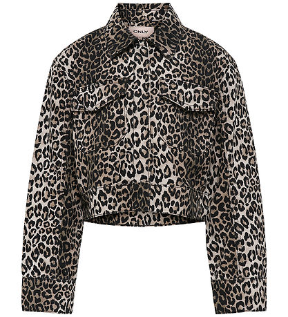 Kids Only Denim Jacket - KogSandra - Lumi Printed - Black/Leo