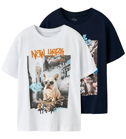 Name It T-shirt - NkmVoto - 2-Pack - Navy Blazer/Bright White