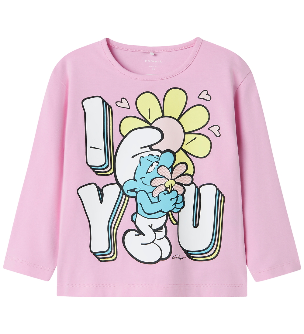 Name It Bluse - NmfFrida - Die Schlümpfe - Pink Zuckerguss - Name It - 3 Jahre (98) - Blusen