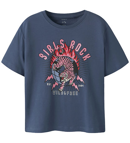 Name It T-Shirt - NkfKassandra - Blue Indigo m. Glitter
