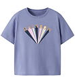 Name It T-shirt - NmfKatinka - Purple Impression m. Glitter
