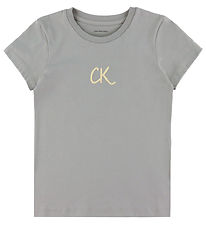 Calvin Klein T-Shirt - Glitter - Mourning Dove Grey Calvin Klein T-Shirt - Glitter - Mourning Dove Grey