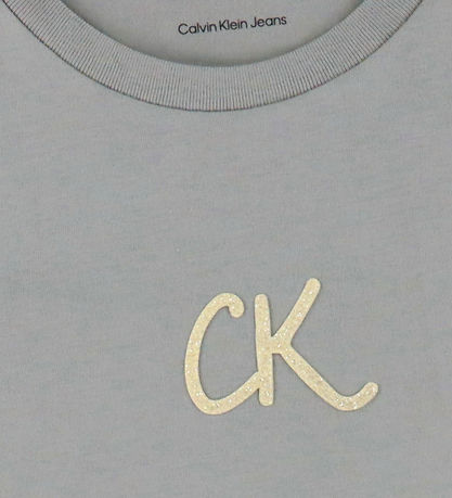 Calvin Klein T-Shirt - Glitter - Mourning Dove Grey Calvin Klein T-Shirt - Glitter - Mourning Dove Grey