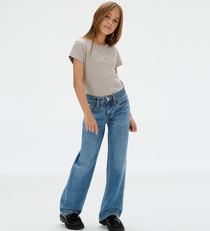 Calvin Klein T-Shirt - Glitter - Mourning Dove Grey Calvin Klein T-Shirt - Glitter - Mourning Dove Grey