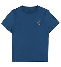 Calvin Klein T-shirt - Chest Monogram - Blue Jean Calvin Klein T-shirt - Chest Monogram - Blue Jean
