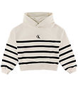 Calvin Klein Hættetrøje - Logo Boxy Fit Stripes - White Cap Gray Calvin Klein Hættetrøje - Logo Boxy Fit Stripes - White Cap Gray