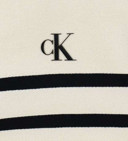 Calvin Klein Hættetrøje - Logo Boxy Fit Stripes - White Cap Gray Calvin Klein Hættetrøje - Logo Boxy Fit Stripes - White Cap Gray