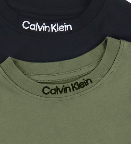 Calvin Klein T-shirt - 2-Pack - Embro Logo - Dusty Olive/Ck Blac