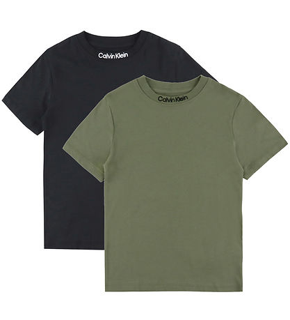 Calvin Klein T-shirt - 2-Pack - Embro Logo - Dusty Olive/Ck Blac