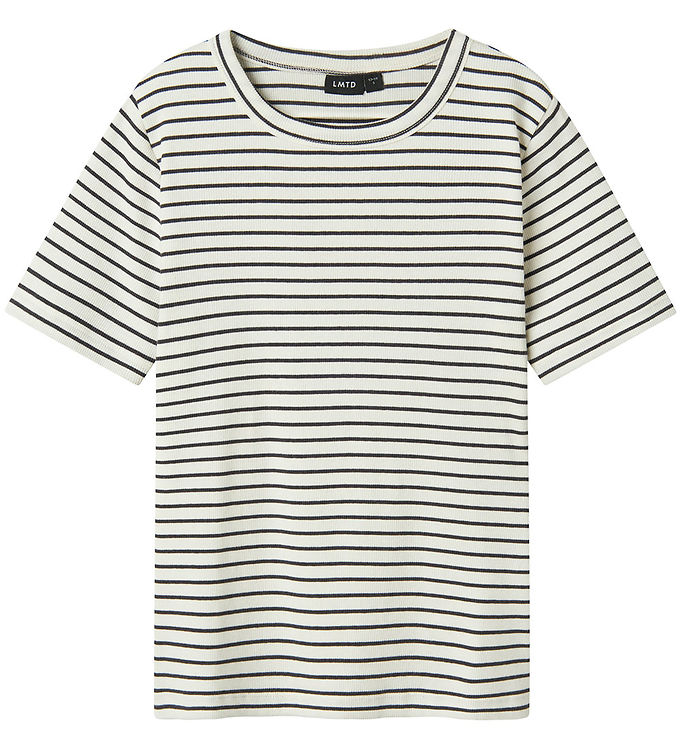 LMTD T-shirt - Rib - NlfHinaja - Dark Grey Melange/White Stripes