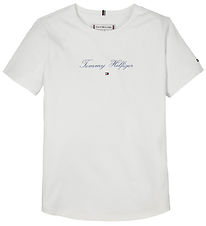 Tommy Hilfiger T-shirt - Script Slim - Hvid Tommy Hilfiger T-shirt - Script Slim - Hvid
