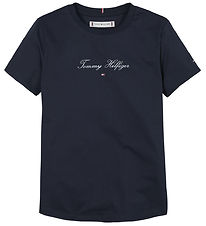 Tommy Hilfiger T-shirt - Script Slim - Dark Night Navy Tommy Hilfiger T-shirt - Script Slim - Dark Night Navy