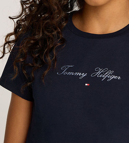 Tommy Hilfiger T-Shirt - Schriftzug Slim - Dark Nacht Navy