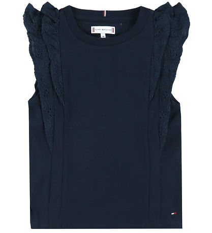 Tommy Hilfiger T-shirt - Broderie Anglaise - Dark Night Navy Tommy Hilfiger T-shirt - Broderie Anglaise - Dark Night Navy