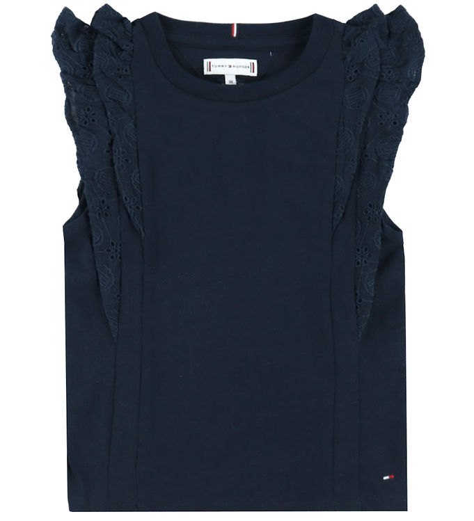 Tommy Hilfiger T-shirt - Broderie Anglaise - Dark Night Navy