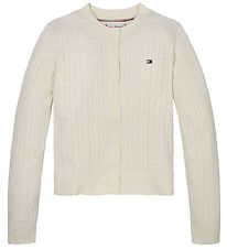 Tommy Hilfiger Cardigan - Strik - Mini Cable - Ivory Petal Tommy Hilfiger Cardigan - Strik - Mini Cable - Ivory Petal