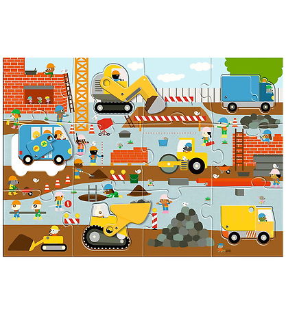 Djeco Puslespil - 17 Brikker - Byggeplads