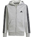 adidas Performance Cardigan - J 3S FL FZ HD - Mgreyh/Black adidas Performance Cardigan - J 3S FL FZ HD - Mgreyh/Black