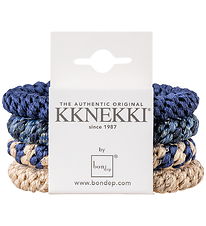 Kknekki Hårelastikker - 4-pak - Blå/Beige